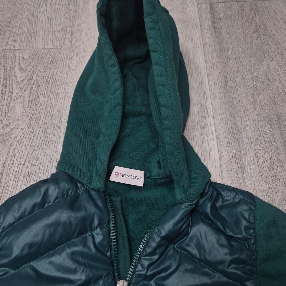 Moncler Forest Green Casual Kids Hooded Jacket With Zipper Closure - Picture 2 of 13